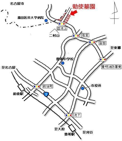 勅使墓園地図